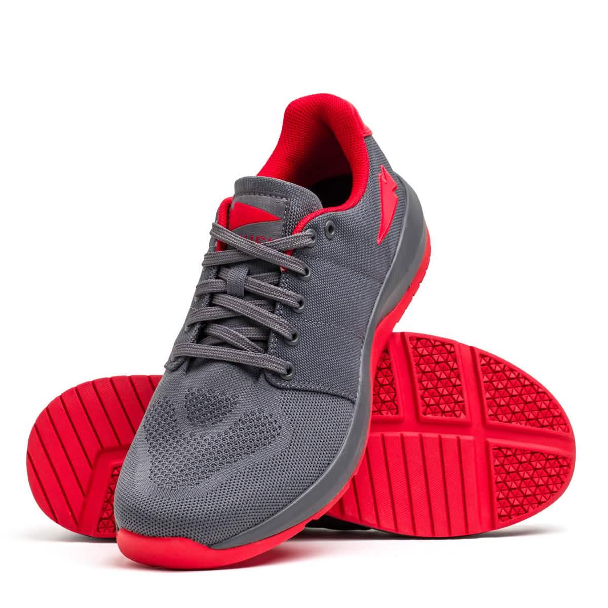 Women's Ballistic Trainers - Wolf Grey + High Risk Red - Image 4