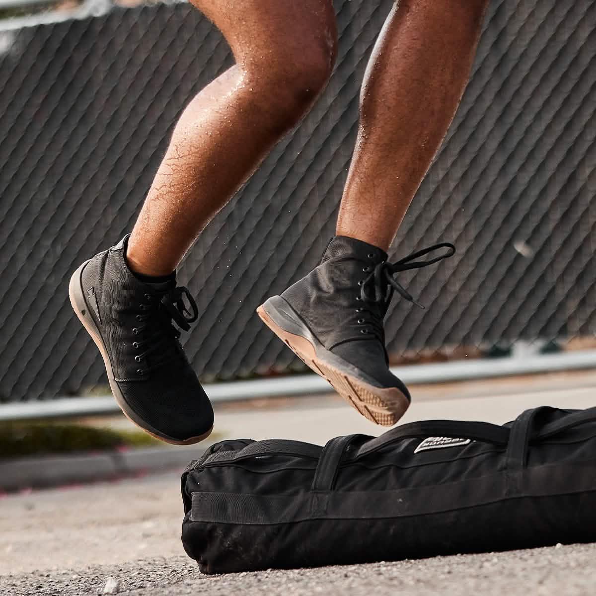 Men's Ballistic Trainers - Mid Top - Black + Gum w/ Black Reflective Spearhead - Image 12