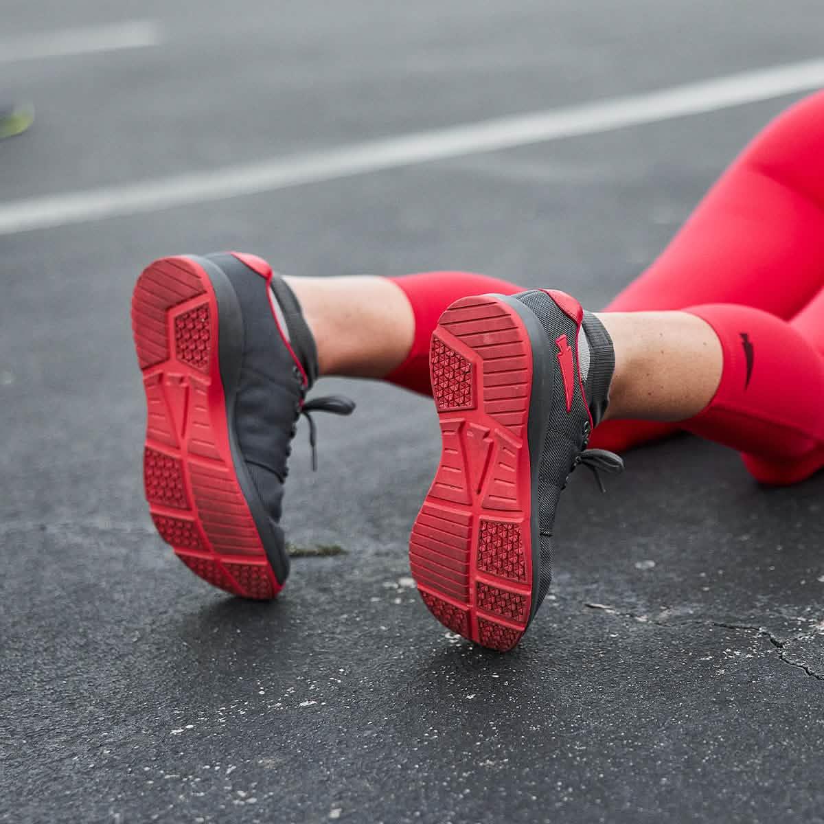 Women's Ballistic Trainers - Wolf Grey + High Risk Red - Image 8
