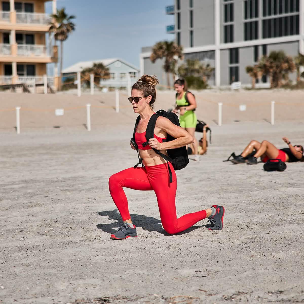Women's Ballistic Trainers - Wolf Grey + High Risk Red - Image 2