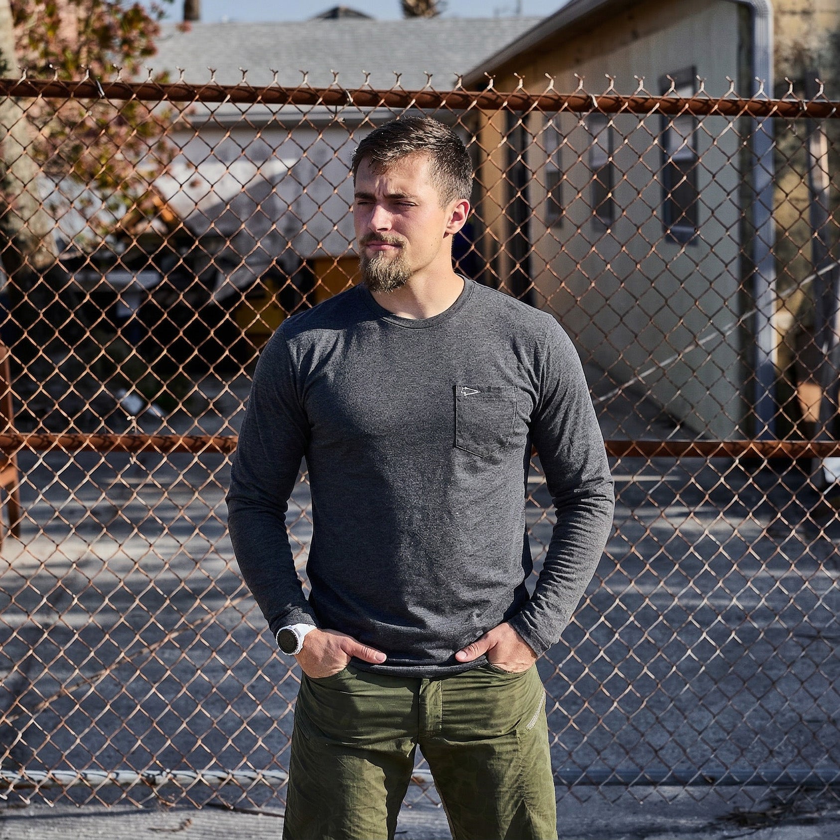 Men's Long Sleeve Pocket Tee - Tri-BlendX - Image 8
