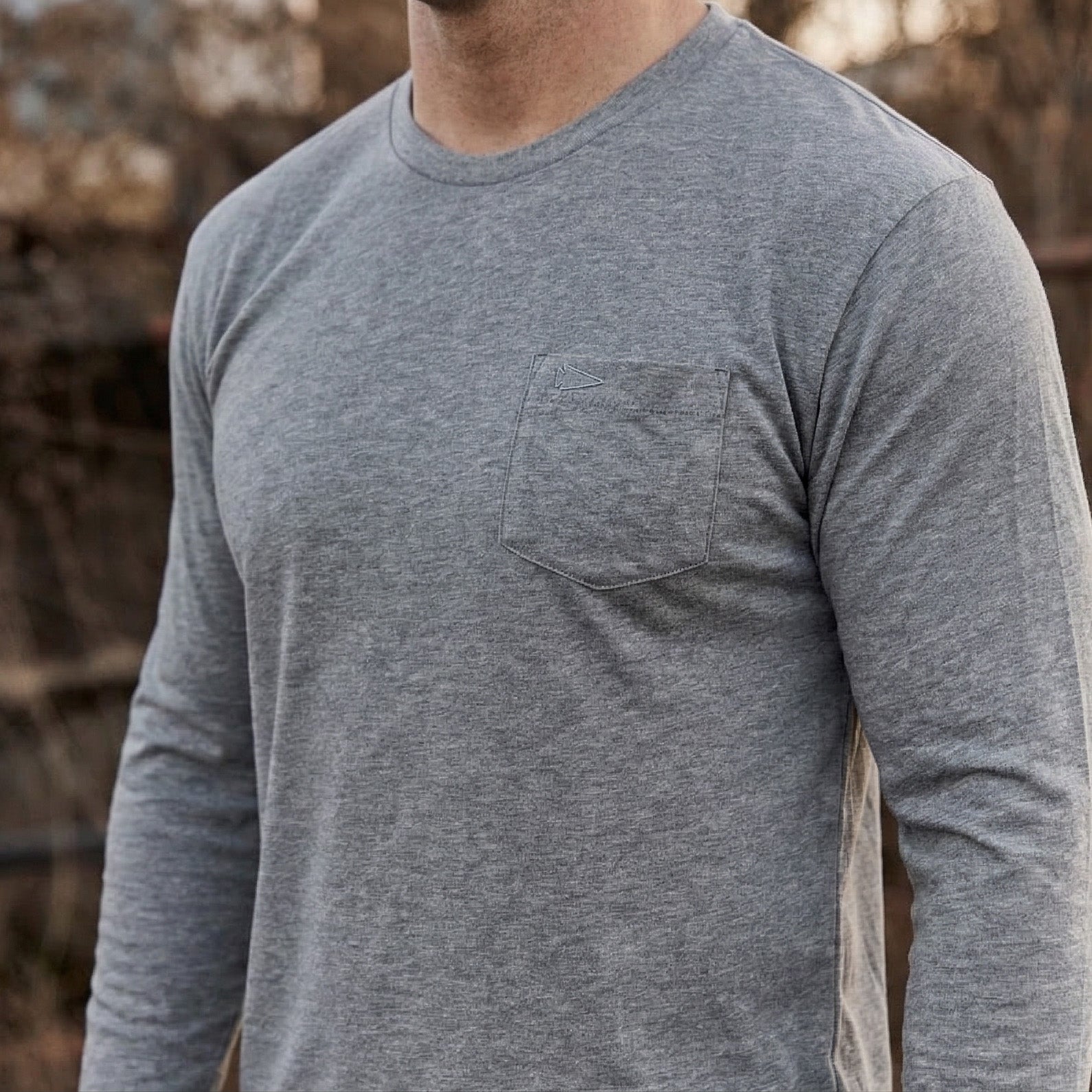 Men's Long Sleeve Pocket Tee - Tri-BlendX - Image 13